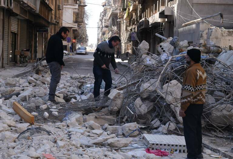 Destrozos provocados por los terremotos en Aleppo, Siria. Foto: STRINGER/XINHUA NEWS/CONTACTOPHOTO