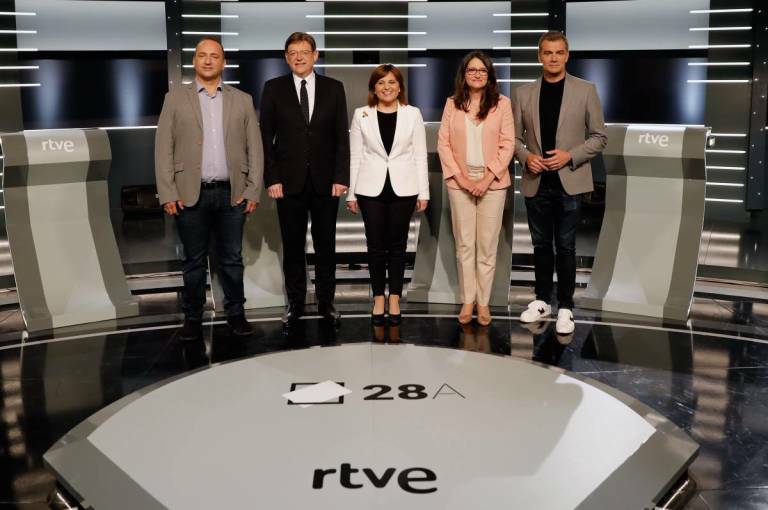 Imagen previa al debate en RTVE de 2019. Foto: EFE