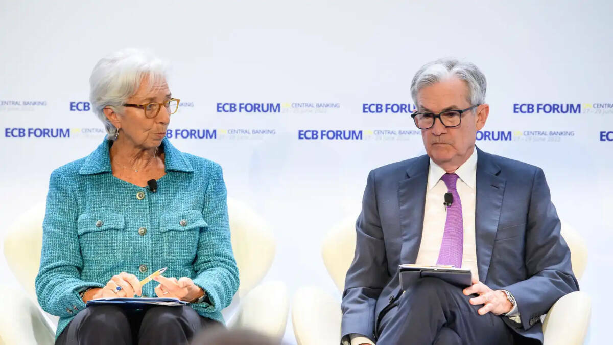 Christine Lagarde, presidenta del BCE, y Jerome Powell, su homólogo de la FED. Foto: BCE