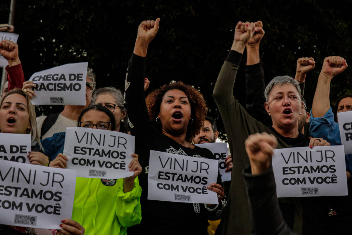 Protesta ante de España en Sao Paulo. Foto: ALLISON SALES/ DPA