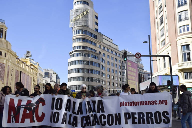 Miembros de NAC se han manifestado este domingo en Madrid. Foto: NAHIA PECIÑA/EFE